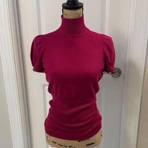 Express Magenta Short Sleeve Turtleneck Top